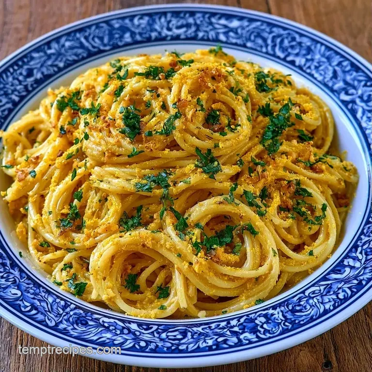 Twirled pasta nest on a matte white plate, drizzled with golden olive oil and topped with cracked black pepper.