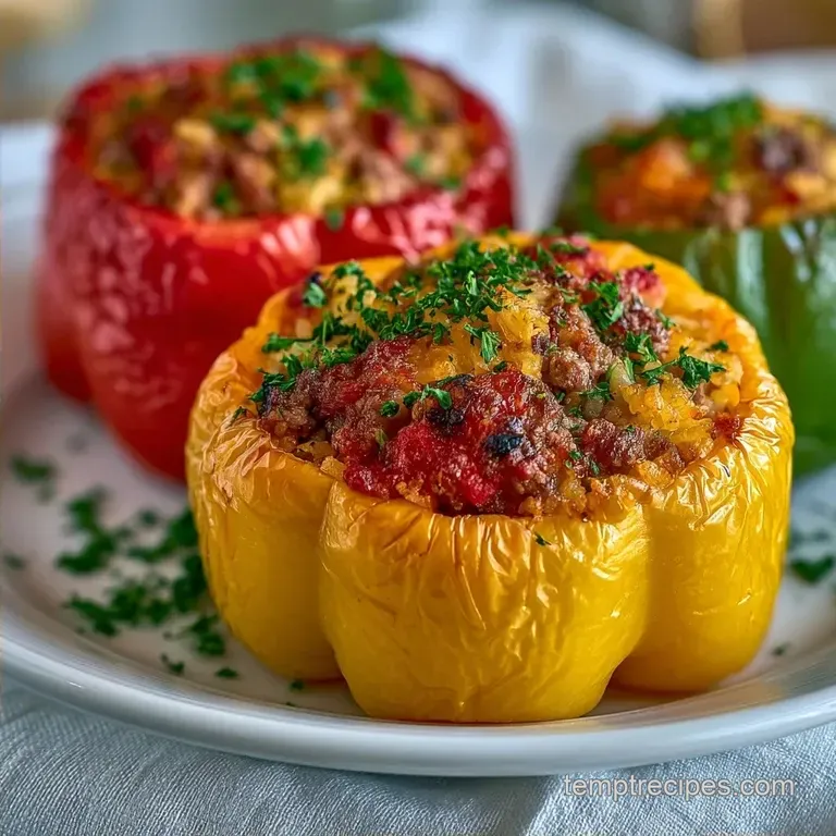 Stuffed Bell Peppers Recipe with Ground Beef