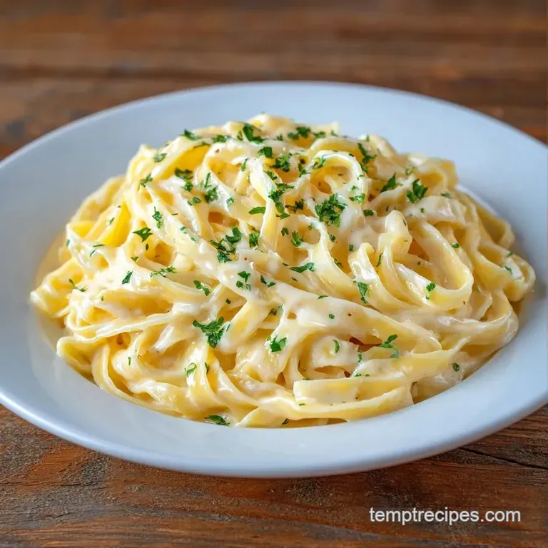 Elegant swirl of cream-coated pasta topped with cracked black pepper and fresh parsley on a matte black plate.